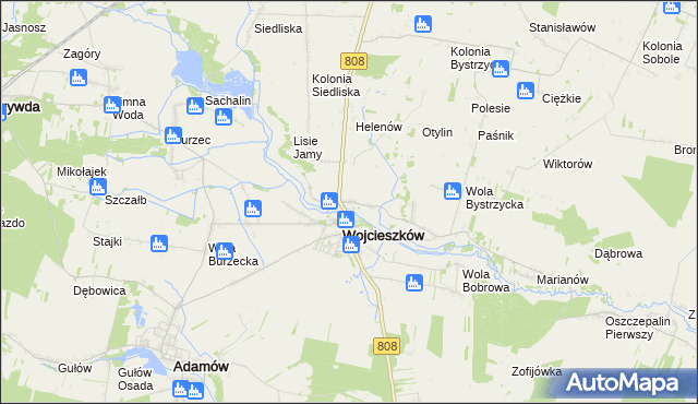 mapa Bystrzyca gmina Wojcieszków, Bystrzyca gmina Wojcieszków na mapie Targeo