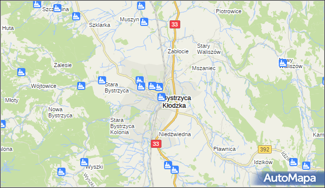 mapa Bystrzyca Kłodzka, Bystrzyca Kłodzka na mapie Targeo