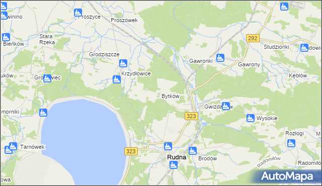 mapa Bytków gmina Rudna, Bytków gmina Rudna na mapie Targeo