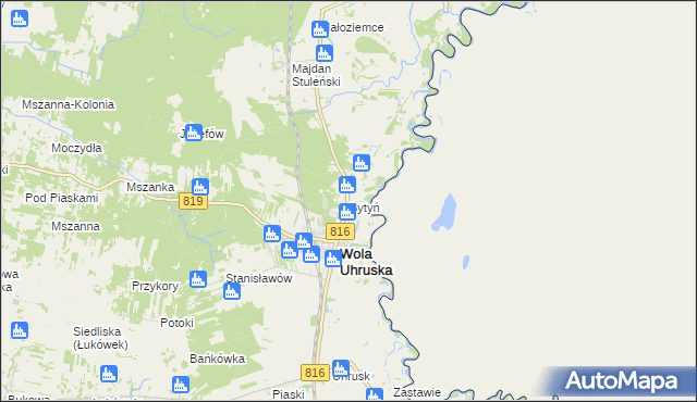 mapa Bytyń gmina Wola Uhruska, Bytyń gmina Wola Uhruska na mapie Targeo
