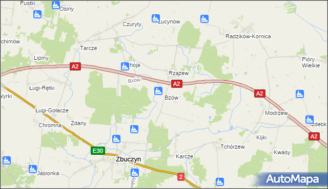 mapa Bzów, Bzów na mapie Targeo