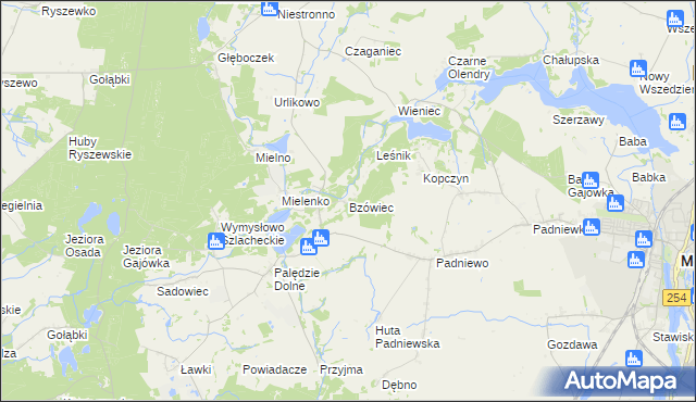 mapa Bzówiec, Bzówiec na mapie Targeo