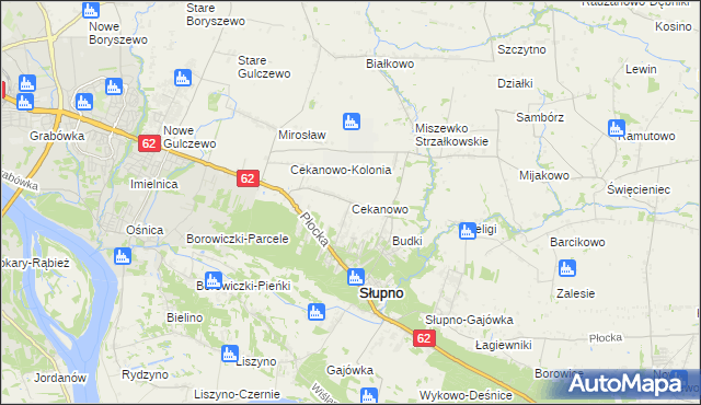 mapa Cekanowo gmina Słupno, Cekanowo gmina Słupno na mapie Targeo