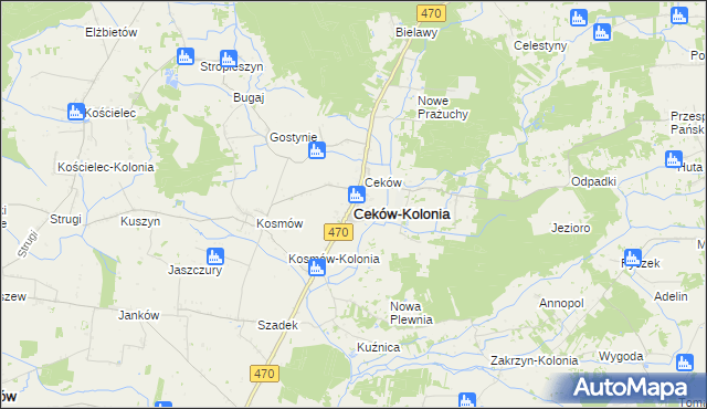 mapa Ceków-Kolonia, Ceków-Kolonia na mapie Targeo