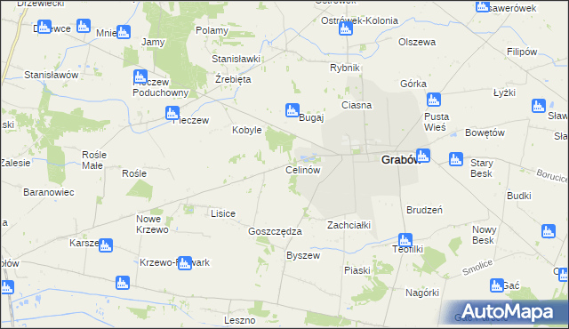 mapa Celinów gmina Grabów, Celinów gmina Grabów na mapie Targeo