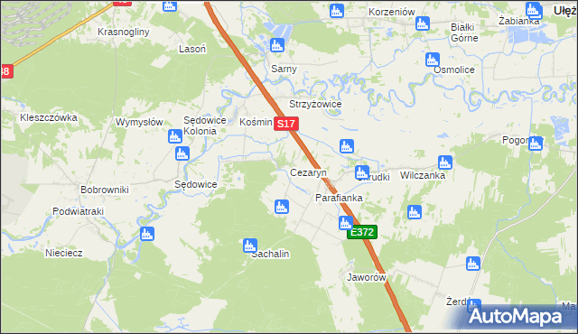 mapa Cezaryn gmina Żyrzyn, Cezaryn gmina Żyrzyn na mapie Targeo