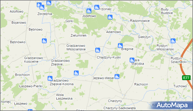 mapa Chądzyny-Kuski, Chądzyny-Kuski na mapie Targeo