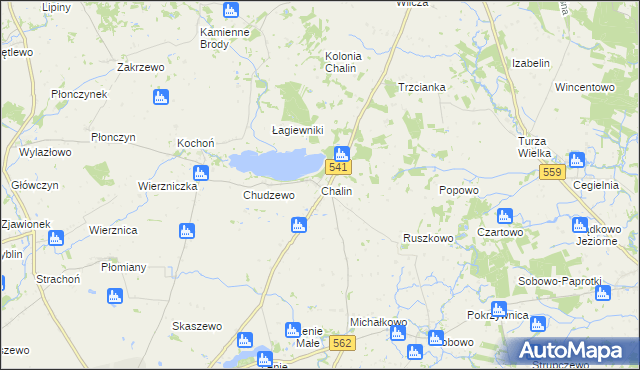 mapa Chalin gmina Dobrzyń nad Wisłą, Chalin gmina Dobrzyń nad Wisłą na mapie Targeo
