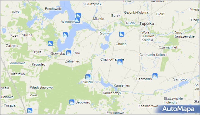 mapa Chalno-Parcele, Chalno-Parcele na mapie Targeo