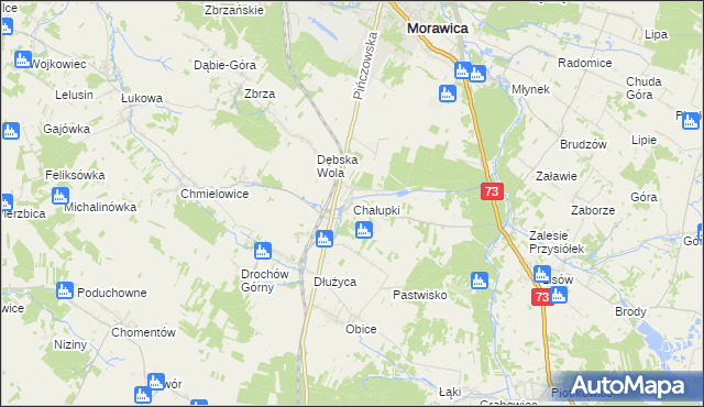 mapa Chałupki gmina Morawica, Chałupki gmina Morawica na mapie Targeo