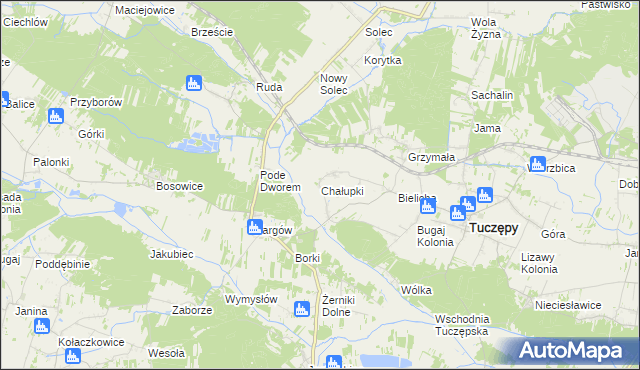 mapa Chałupki gmina Tuczępy, Chałupki gmina Tuczępy na mapie Targeo