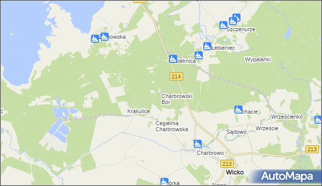 mapa Charbrowski Bór, Charbrowski Bór na mapie Targeo