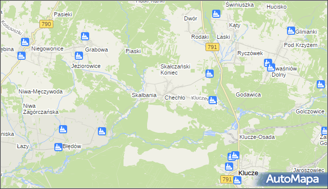 mapa Chechło gmina Klucze, Chechło gmina Klucze na mapie Targeo