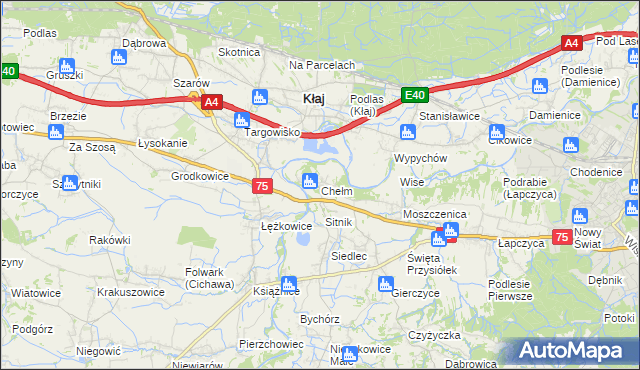 mapa Chełm gmina Bochnia, Chełm gmina Bochnia na mapie Targeo