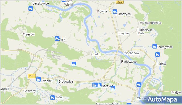 mapa Chełm gmina Rudna, Chełm gmina Rudna na mapie Targeo
