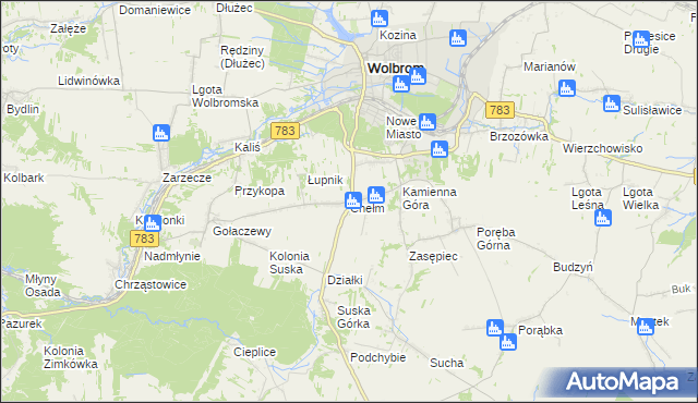 mapa Chełm gmina Wolbrom, Chełm gmina Wolbrom na mapie Targeo