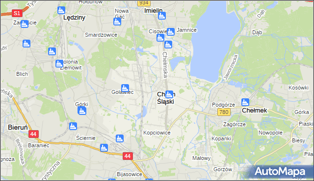 mapa Chełm Śląski, Chełm Śląski na mapie Targeo