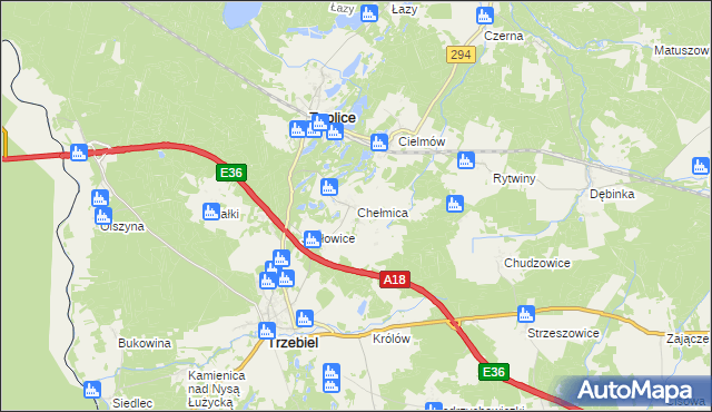 mapa Chełmica, Chełmica na mapie Targeo