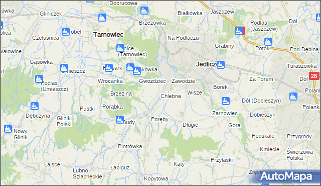 mapa Chlebna gmina Jedlicze, Chlebna gmina Jedlicze na mapie Targeo