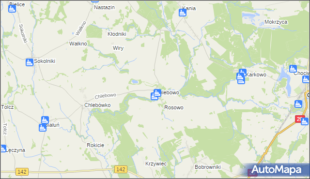 mapa Chlebowo gmina Stara Dąbrowa, Chlebowo gmina Stara Dąbrowa na mapie Targeo
