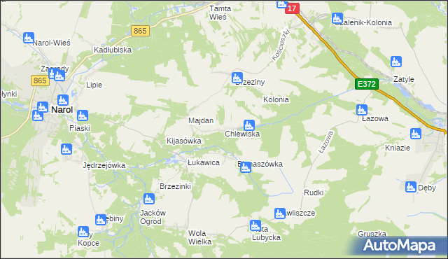 mapa Chlewiska gmina Narol, Chlewiska gmina Narol na mapie Targeo