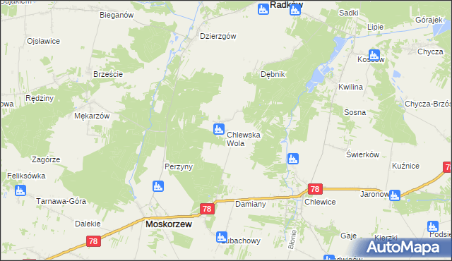 mapa Chlewska Wola, Chlewska Wola na mapie Targeo