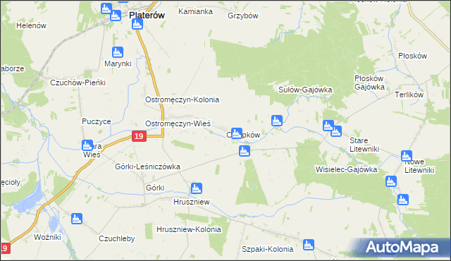 mapa Chłopków gmina Platerów, Chłopków gmina Platerów na mapie Targeo