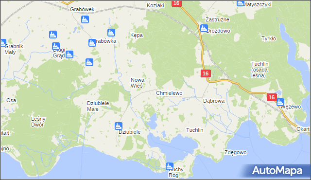 mapa Chmielewo gmina Orzysz, Chmielewo gmina Orzysz na mapie Targeo