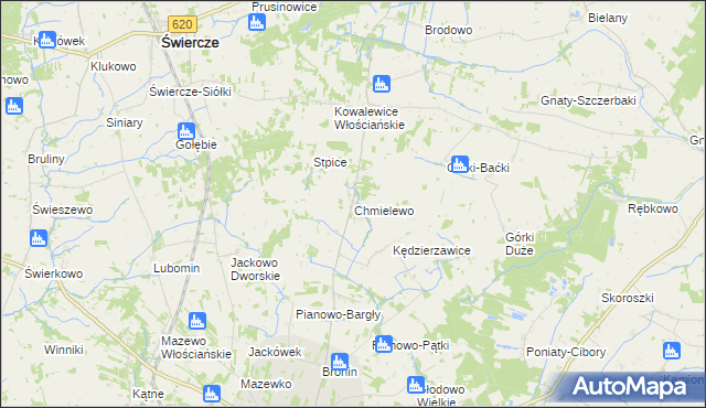 mapa Chmielewo gmina Świercze, Chmielewo gmina Świercze na mapie Targeo