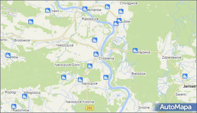 mapa Chobienia, Chobienia na mapie Targeo