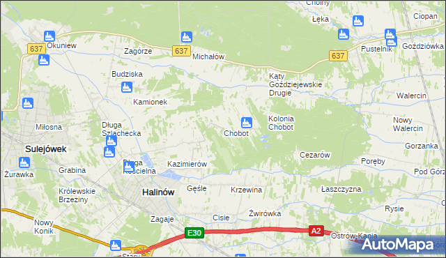 mapa Chobot gmina Halinów, Chobot gmina Halinów na mapie Targeo