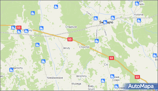 mapa Chochół gmina Świętajno, Chochół gmina Świętajno na mapie Targeo