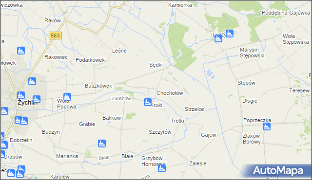 mapa Chochołów gmina Żychlin, Chochołów gmina Żychlin na mapie Targeo