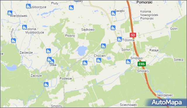 mapa Chocień, Chocień na mapie Targeo