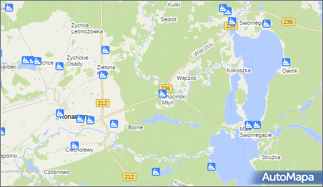 mapa Chociński Młyn, Chociński Młyn na mapie Targeo