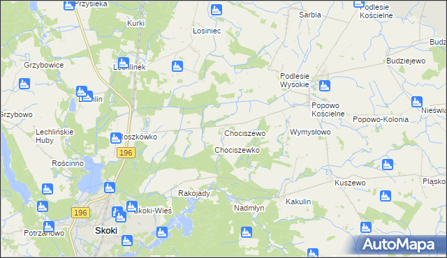 mapa Chociszewo gmina Skoki, Chociszewo gmina Skoki na mapie Targeo