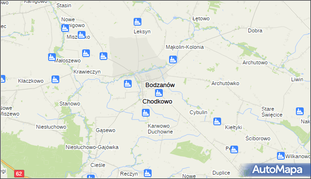 mapa Chodkowo-Działki, Chodkowo-Działki na mapie Targeo