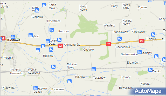 mapa Chodów powiat kolski, Chodów powiat kolski na mapie Targeo