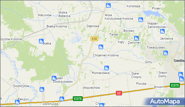 mapa Chojeniec-Kolonia, Chojeniec-Kolonia na mapie Targeo