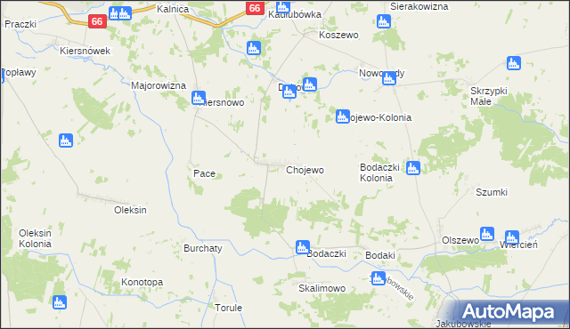 mapa Chojewo, Chojewo na mapie Targeo