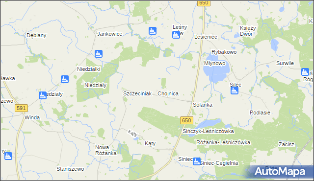 mapa Chojnica gmina Srokowo, Chojnica gmina Srokowo na mapie Targeo