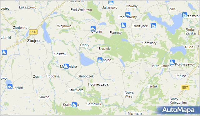 mapa Chojno gmina Chrostkowo, Chojno gmina Chrostkowo na mapie Targeo