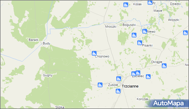 mapa Chojnowo gmina Trzcianne, Chojnowo gmina Trzcianne na mapie Targeo