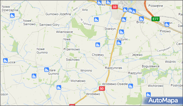 mapa Cholewy gmina Płońsk, Cholewy gmina Płońsk na mapie Targeo