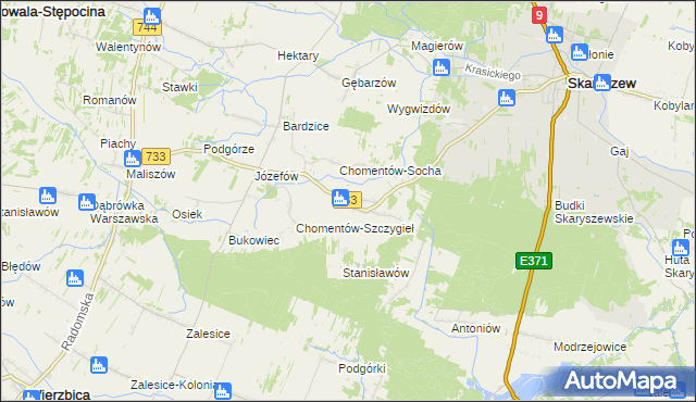 mapa Chomentów-Puszcz, Chomentów-Puszcz na mapie Targeo