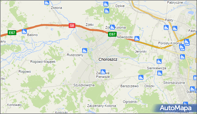 mapa Choroszcz, Choroszcz na mapie Targeo