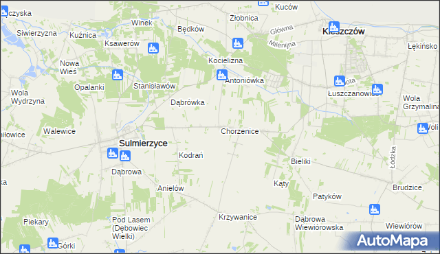 mapa Chorzenice gmina Sulmierzyce, Chorzenice gmina Sulmierzyce na mapie Targeo