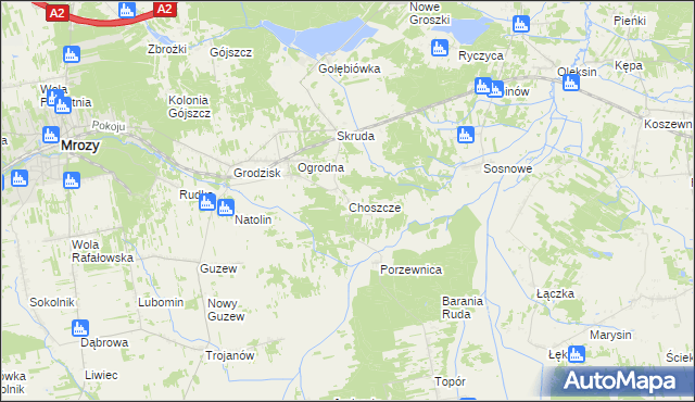 mapa Choszcze, Choszcze na mapie Targeo