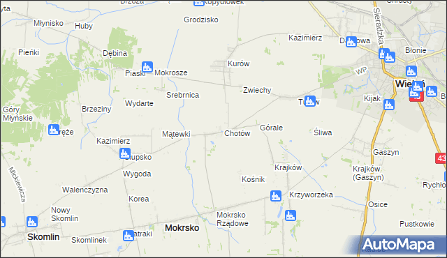 mapa Chotów gmina Mokrsko, Chotów gmina Mokrsko na mapie Targeo