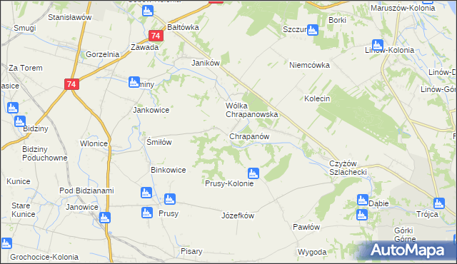 mapa Chrapanów, Chrapanów na mapie Targeo